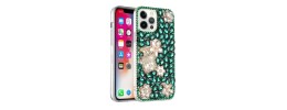 For Apple iPhone 14 PRO 6.1" Full Diamond with Ornaments Hard TPU Case Cover - Green Love Bird