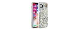 For Apple iPhone 14 PRO 6.1" Full Diamond with Ornaments Hard TPU Case Cover - Silver Swan Crown Pearl