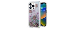 For Apple iPhone 14 PRO 6.1" Full Diamond with Ornaments Hard TPU Case Cover - White Flower Butterfly