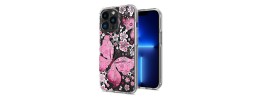 For Apple iPhone 14 PRO 6.1" Hot New Silver Printing Design Hybrid Case Cover - MultiColor Butterfly