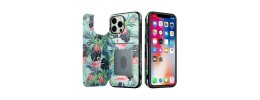 For Apple iPhone 14 PRO 6.1" Luxury Side Magnetic Button Card ID Holder PU Leather Case Cover - Foral D