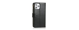 For Apple iPhone 14 PRO 6.1" Luxury Wallet Card ID Zipper Money Holder Case Cover - Black