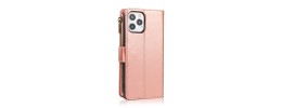For Apple iPhone 14 PRO 6.1" Luxury Wallet Card ID Zipper Money Holder Case Cover - Rose Gold