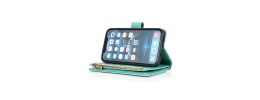 For Apple iPhone 14 PRO 6.1" Luxury Wallet Card ID Zipper Money Holder Case Cover - Teal