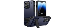 For Apple iPhone 14 PRO 6.1" Machine Magnetic Kickstand Case Cover - Dark Blue