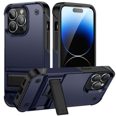 For Apple iPhone 14 PRO 6.1" Machine Magnetic Kickstand Case Cover - Dark Blue