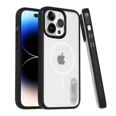 For Apple iPhone 14 PRO 6.1" Machine Magnetic Kickstand Case Cover - Silver