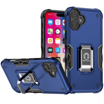 For Apple iPhone 14 PRO 6.1" OPTIMUM Magnetic Ring Stand Hybrid Case Cover - Blue