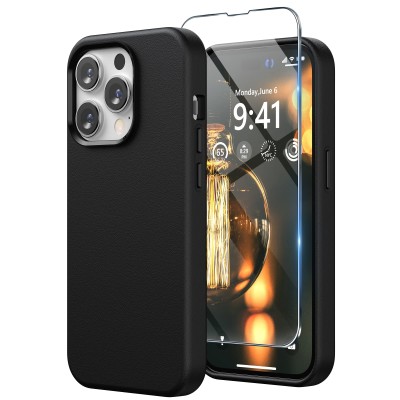 For Apple iPhone 14 PRO 6.1" PU Leather Window Flap Case with Cover - Black