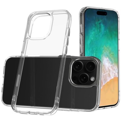 For Apple iPhone 14 PRO 6.1" PURE CRYSTAL Transparent Thick 2.0mm ShockProof Chromed Buttons Case Cover - Clear
