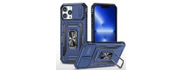 For Apple iPhone 14 PRO 6.1" Premium 3.0mm Thick Magnetic Ring Kickstand Multiview Cover - Blue