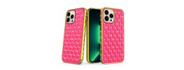 For Apple iPhone 14 PRO 6.1" Radiant Chrome Diamonds Hybrid Case Cover - Hot Pink