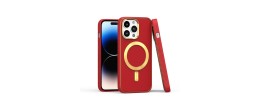 For Apple iPhone 14 PRO 6.1" Radiant Chrome Diamonds Hybrid Case Cover - Red