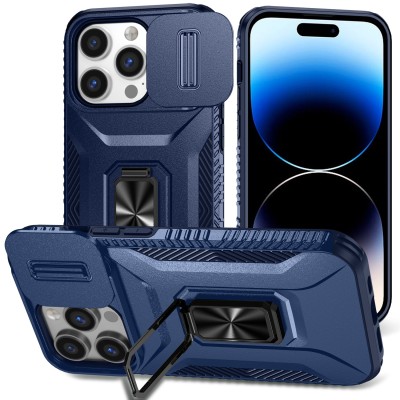 For Apple iPhone 14 PRO 6.1" Rocker Kickstand Tough Shockproof Hybrid Case Cover - Dark Blue