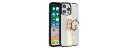 For Apple iPhone 14 PRO 6.1" SPLENDID Diamond Glitter Ornaments Engraving Case Cover - Enchanted Butterfly White