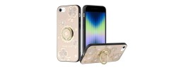 For Apple iPhone 14 PRO 6.1" SPLENDID Diamond Glitter Ornaments Engraving Case Cover - Good Luck Floral Gold