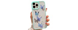 For Apple iPhone 14 PRO 6.1" SPLENDID Glitter Butterfly Design TPU Case Cover - Blue