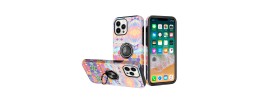 For Apple iPhone 14 PRO 6.1" Sketch Design Hybrid Magnetic Ring Sand Case Cover - B