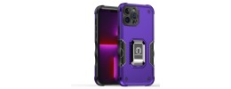 For Apple iPhone 14 PRO 6.1" Square Passion Hearts Bling Glitter Love Design Ring Stand Case Cover - Purple