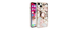 For Apple iPhone 14 PRO 6.1" Superior RoseGold Chromed Edge IMD Ring Stand Design Case Cover - C
