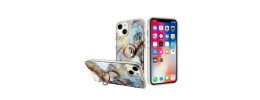 For Apple iPhone 14 PRO 6.1" Superior RoseGold Chromed Edge IMD Ring Stand Design Case Cover - D