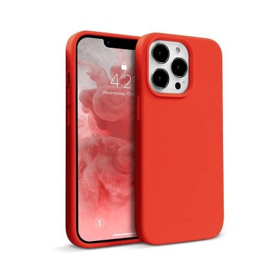 For Apple iPhone 14 PRO 6.1" Thick Diamond Design Edged Colorful Buttons Hybrid Case Cover - Clear/Red