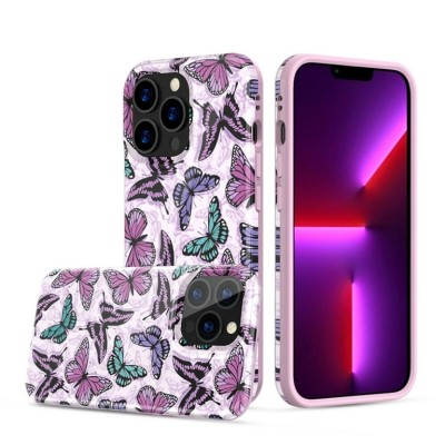 For Apple iPhone 14 PRO 6.1" Tough Anti-Slip Hybrid Case Cover - Butterfly