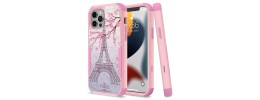 For Apple iPhone 14 PRO 6.1" Tough Anti-Slip Hybrid Case Cover - Eiffel Tower