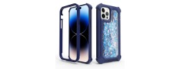 For Apple iPhone 14 PRO 6.1" Twinkle Liquid Glitter 3in1 Hybrid Case Cover - Blue