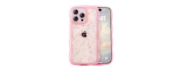 For Apple iPhone 14 PRO 6.1" Two Tone Transparent Glitter Chrome Shockproof Case Cover - Pink