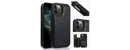 For Apple iPhone 14 PRO 6.1" Wallet ID Card Holder Case Cover - Black