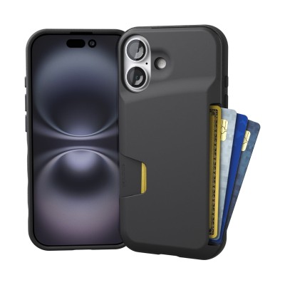 For Apple iPhone 14 PRO 6.1" Wallet Premium PU Vegan Leather ID Card Money Holder with Magnetic Closure - Black