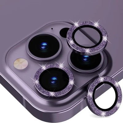 For Apple iPhone 14 PRO 6.1"/iPhone 14 PRO MAX 6.7" Diamond Bling Camera Lens Full Tempered Glass - Purple