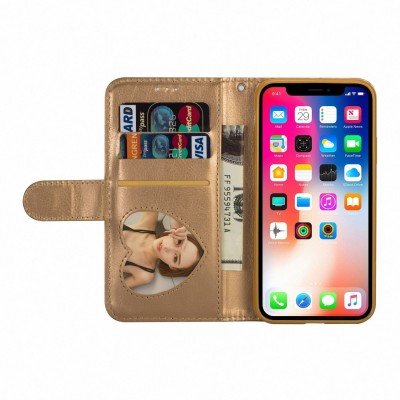 For Apple iPhone 14 PRO 6.1" Luxury Wallet Card ID Zipper Money Holder Case Cover - Brown