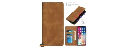 For Apple iPhone 14 PRO MAX 6.7" Wallet Premium PU Vegan Leather ID Card Money Holder with Magnetic Closure - Brown
