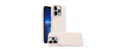 For Apple iPhone 14 PRO 6.1" Premium LIQUID Silicone with Metal Buttons and Camera Edges Case Cover - Beige