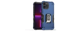 For Apple iPhone 14 PRO 6.1" Ring Magnetic Kickstand Hybrid Case Cover - Blue