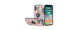For Apple iPhone 14 PRO 6.1" Sketch Design Hybrid Magnetic Ring Sand Case Cover - E