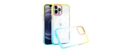 For Apple iPhone 14 PRO 6.1" Radiant Two Tone Transparent Thick Hybrid Case Cover - Yellow/Light Blue