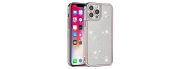 For Apple iPhone 14 PRO MAX 6.7" Chromed Edge Glitter Star TPU Thick Cover Case - Rose Gold