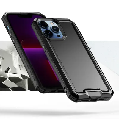 For Apple iPhone 14 PRO 6.1" Rank Tough Strong Modern Fused Hybrid Case Cover - BLACK