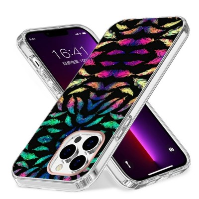 For Apple iPhone 14 PRO MAX 6.7" ART IMD Chrome Beautiful Design ShockProof Case Cover - Floral F