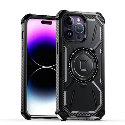 For Apple iPhone 14 PRO MAX 6.7" Aligned [Magnetic Circle] Kickstand Tough Strong ShockProof Hybrid - Black