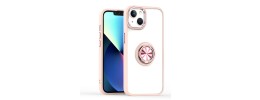 For Apple iPhone 14 PRO MAX 6.7" Attractive Chromed Thick Ring Stand Hybrid Cover Case - Rose Gold