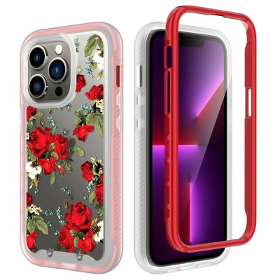 For Apple iPhone 14 PRO MAX 6.7" Attractive Design Shockproof Hybrid Case Cover - B