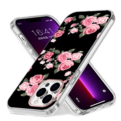 For Apple iPhone 14 PRO MAX 6.7" Attractive Design Shockproof Hybrid Case Cover - E