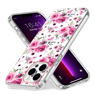 For Apple iPhone 14 PRO MAX 6.7" Attractive Design Shockproof Hybrid Case Cover - J