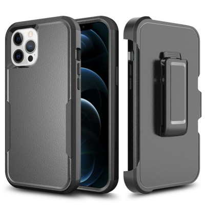 For Apple iPhone 14 PRO MAX 6.7" CARD Holster with Kickstand Clip Hybrid Case Cover - Black