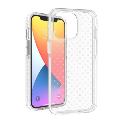 For Apple iPhone 14 PRO MAX 6.7" CROSS Design Ultra Thick 3.0mm Transparent ShockProof Hybrid Case Cover - White