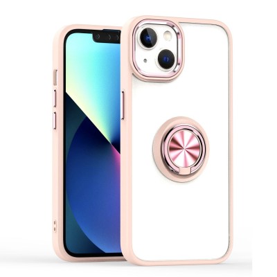 For Apple iPhone 14 PRO MAX 6.7" Card Holder with Magnetic Ring Stand Hybrid Case Cover - Rose Gold